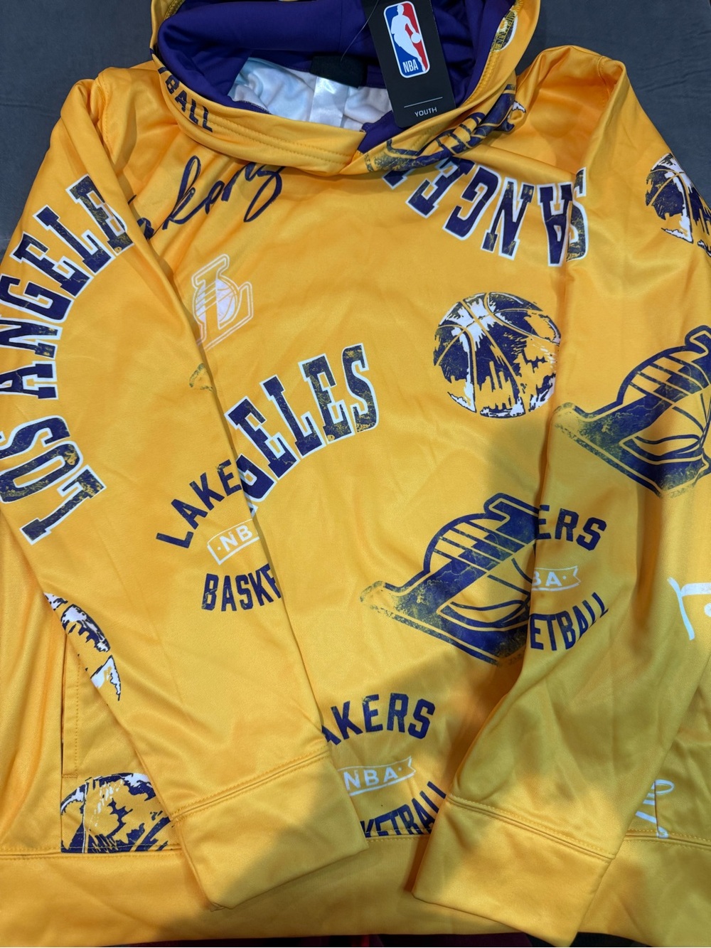 NBA Los Angeles Lakers Gold Pullover Hoodie with Purple Accents